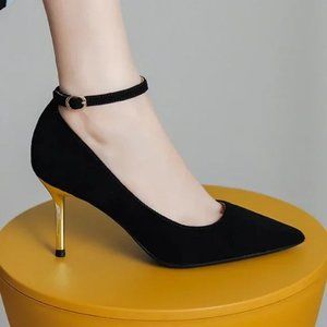 One word with high heels, fluffy professional single shoes